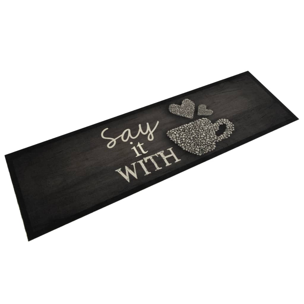Vidaxl Kity Mat Washable Cup Imprime 45x150 cm Velvet noir