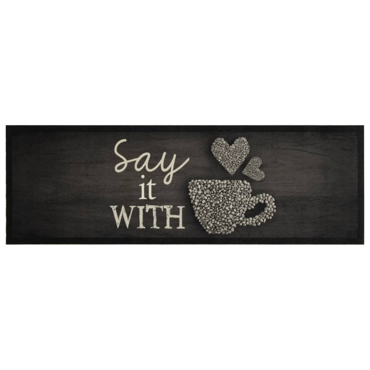 Vidaxl Kitchen Mat Wasable Cup Imprimé 60x180 cm Velvet noir