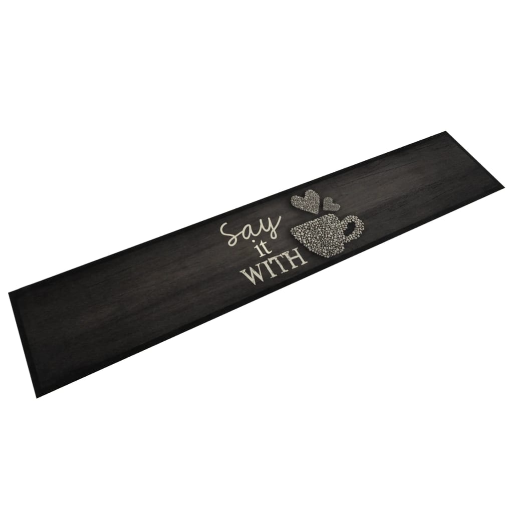 Vidaxl Kitchen Mat Washbasable Cup Imprimé 60x300 cm Velvet noir
