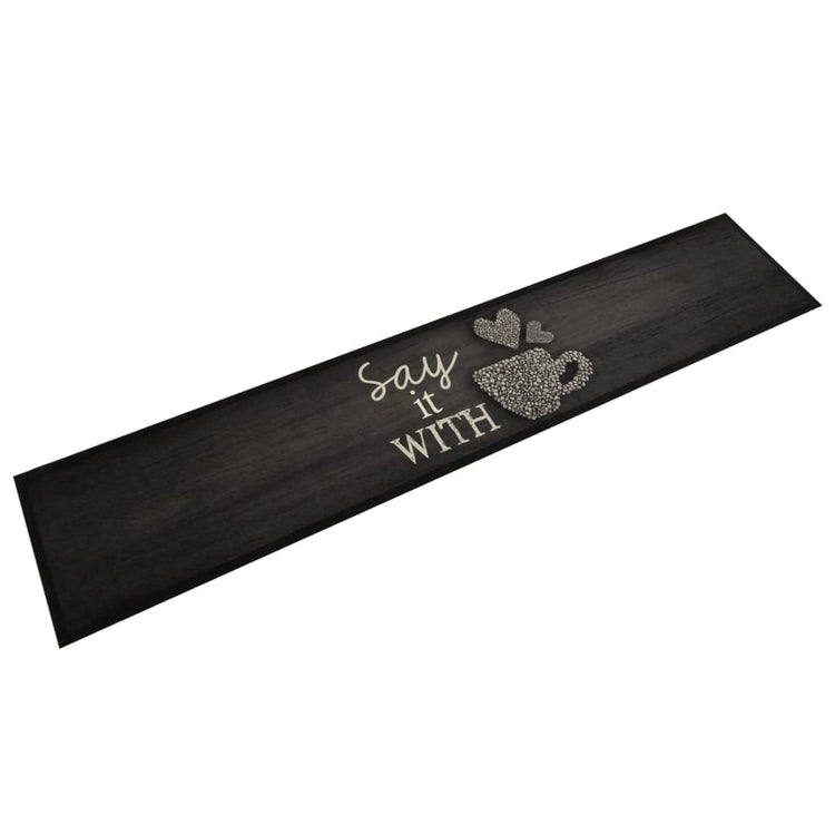 Vidaxl Kitchen Mat Washbasable Cup Imprimé 60x300 cm Velvet noir