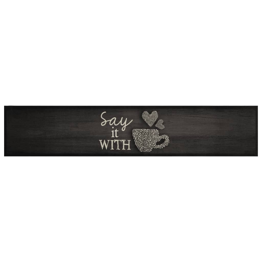 Vidaxl Kitchen Mat Washbasable Cup Imprimé 60x300 cm Velvet noir