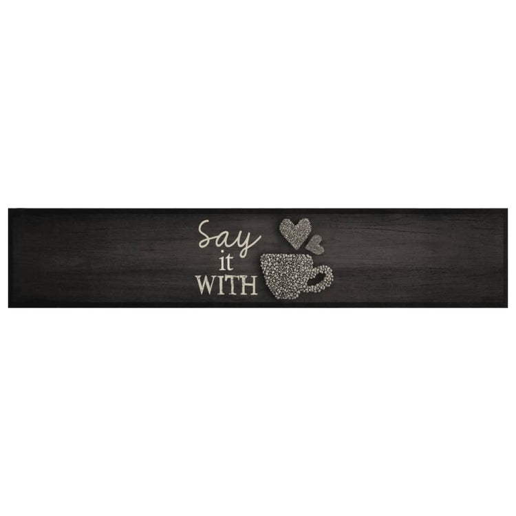 Vidaxl Kitchen Mat Washbasable Cup Imprimé 60x300 cm Velvet noir