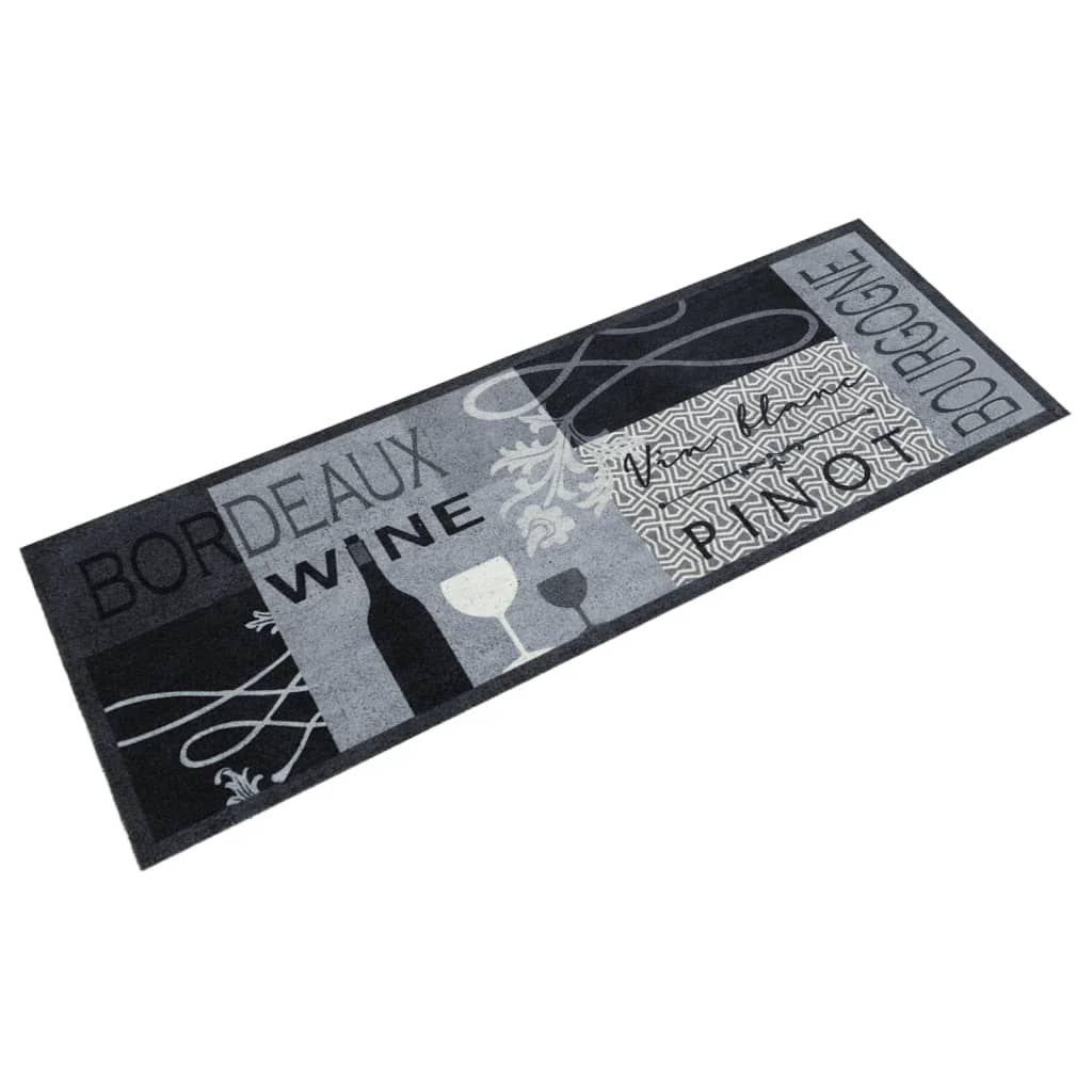 Vidaxl Cuisine Mat Wasable Wine Imprimé 45x150 cm Gray en velours