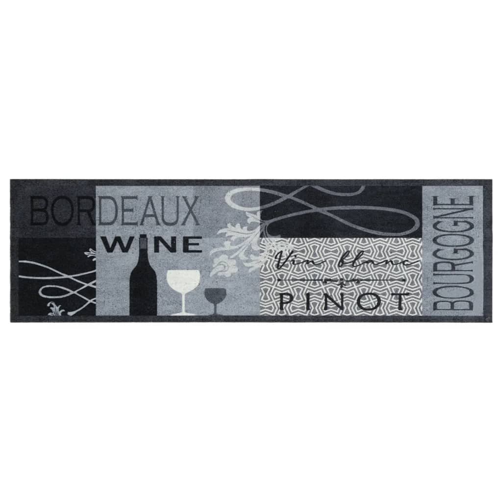 Vidaxl Cuisine Mat Wasable Wine Imprimé 45x150 cm Gray en velours
