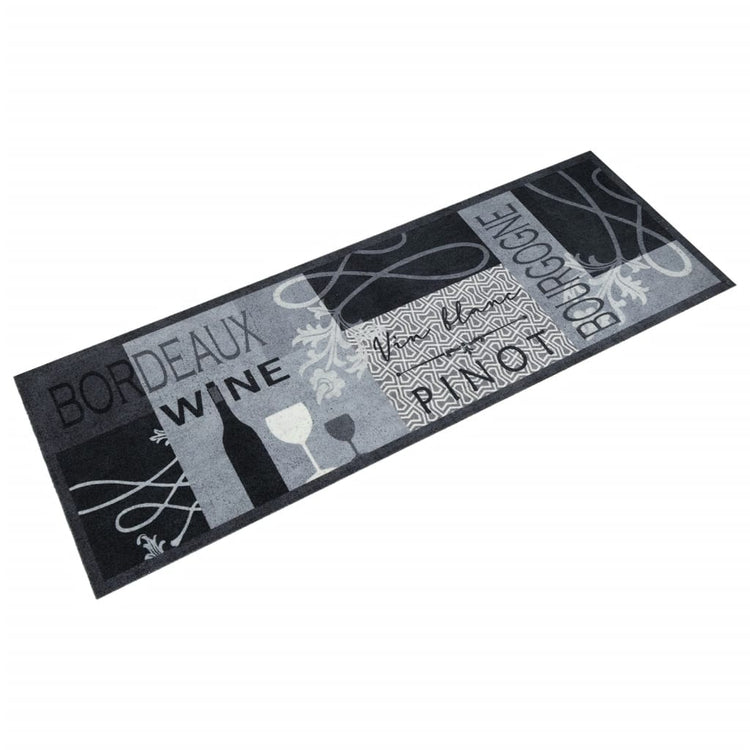 Vidaxl Cuisine Mat Wasable Wine Imprimé 60x180 cm Gray en velours