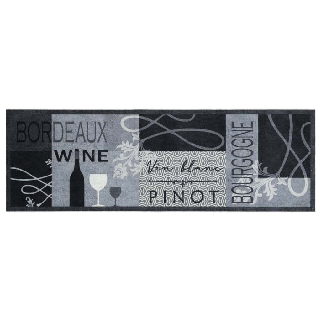 Vidaxl Cuisine Mat Wasable Wine Imprimé 60x180 cm Gray en velours