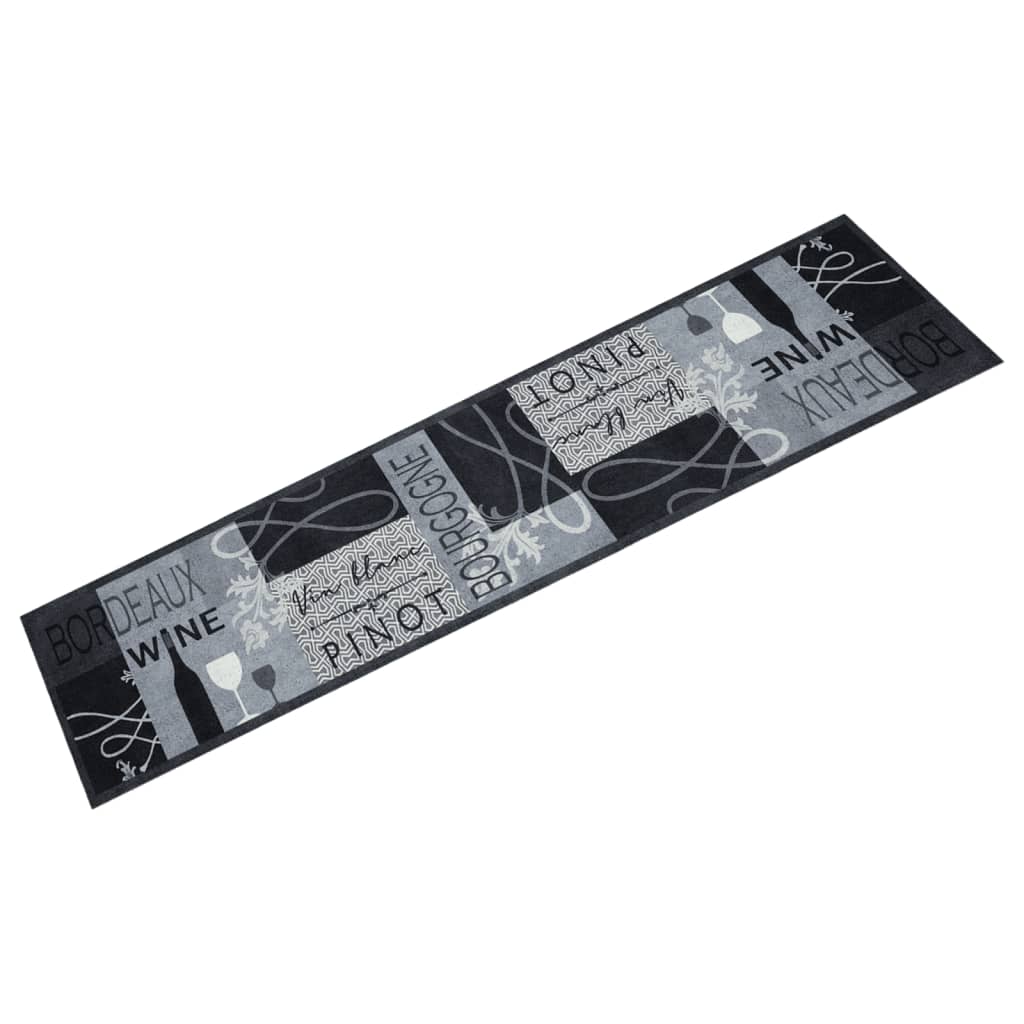 Vidaxl Cuisine Mat Wasable Wine Imprimé 60x300 cm Gray en velours
