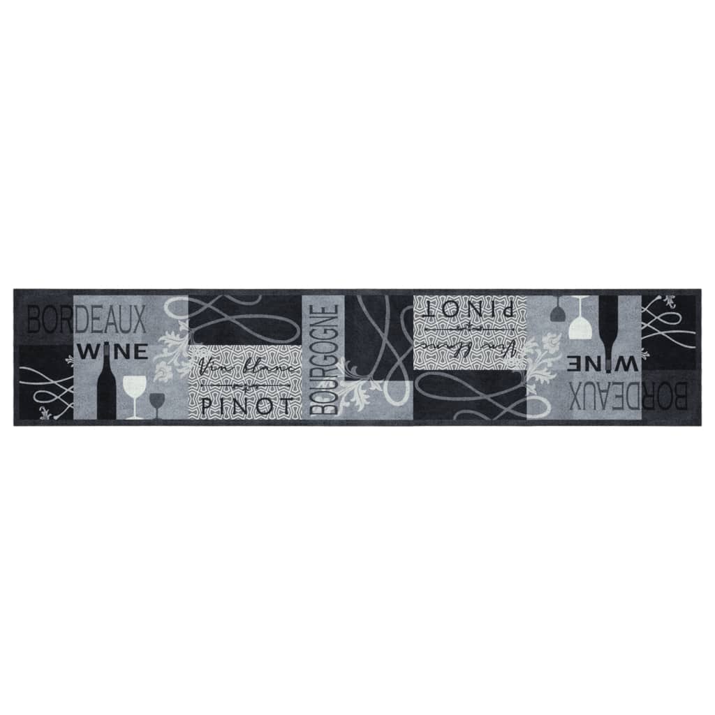 Vidaxl Cuisine Mat Wasable Wine Imprimé 60x300 cm Gray en velours
