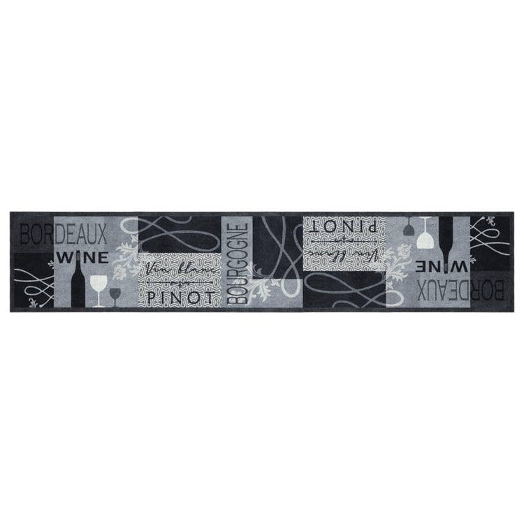 Vidaxl Cuisine Mat Wasable Wine Imprimé 60x300 cm Gray en velours