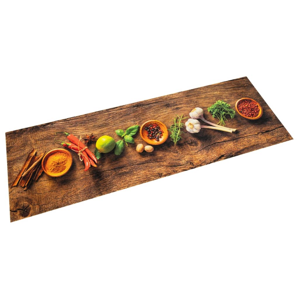 Vidaxl Kity Mat Washable Herb Print 60x300 cm Velvet