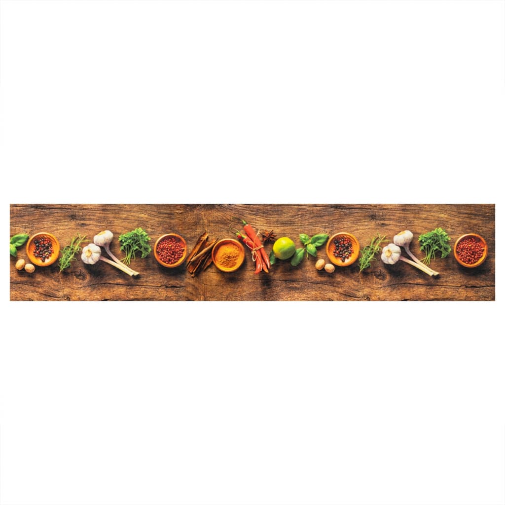 Vidaxl Kity Mat Washable Herb Print 60x300 cm Velvet