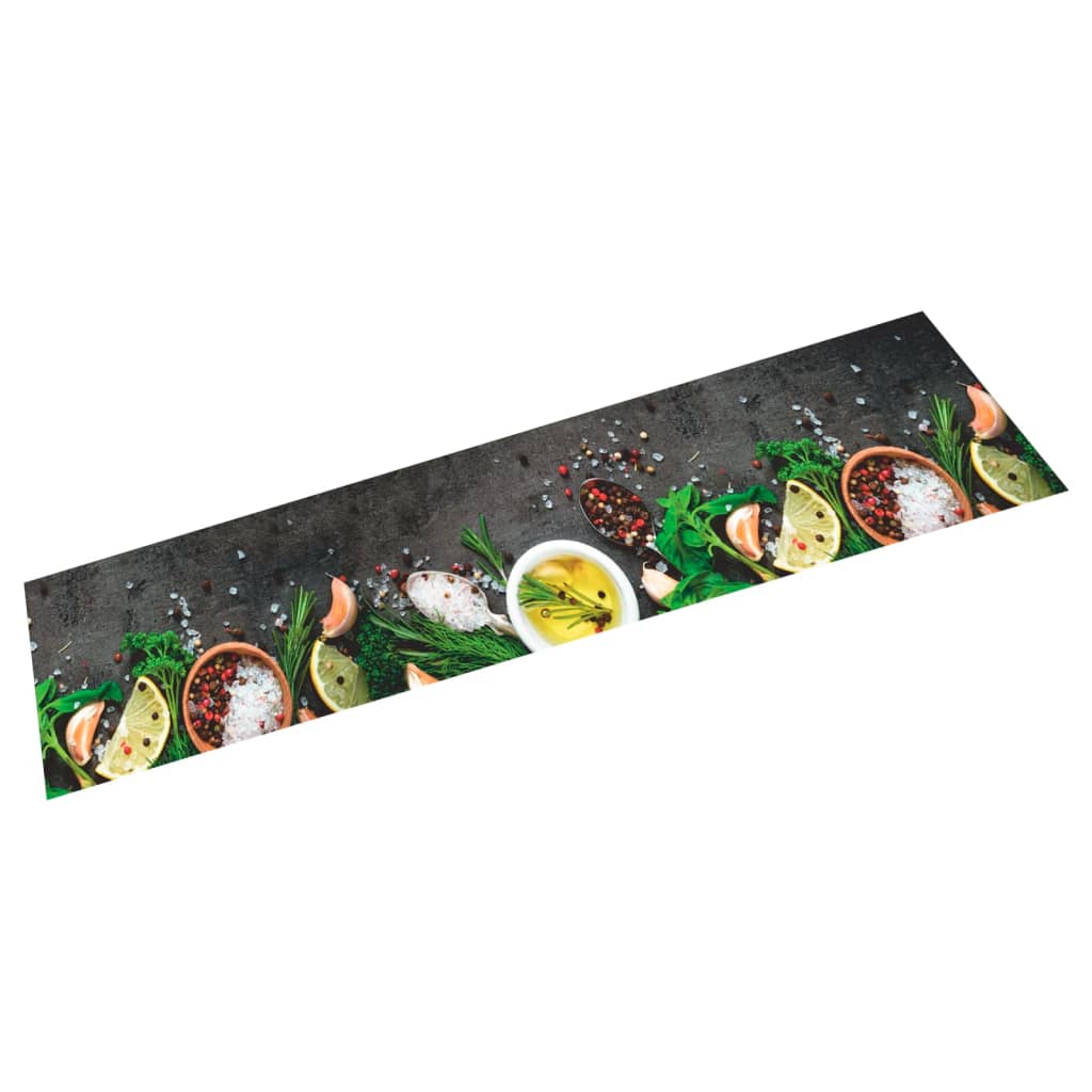 Vidaxl Kity Mat Washable Herb Print 60x300 cm Velvet