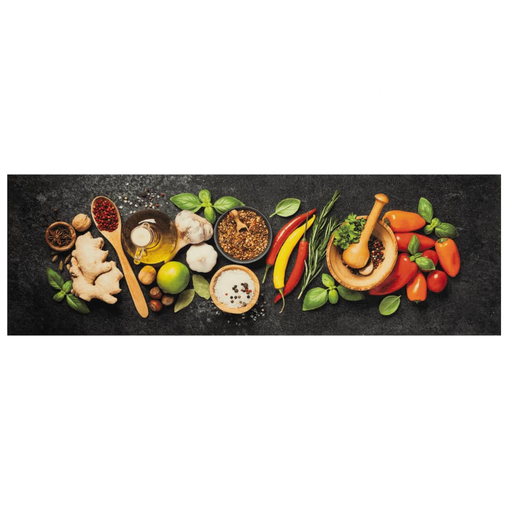 Vidaxx tapis de cuisine lavable imprimé à base de plantes 60x180 cm velours