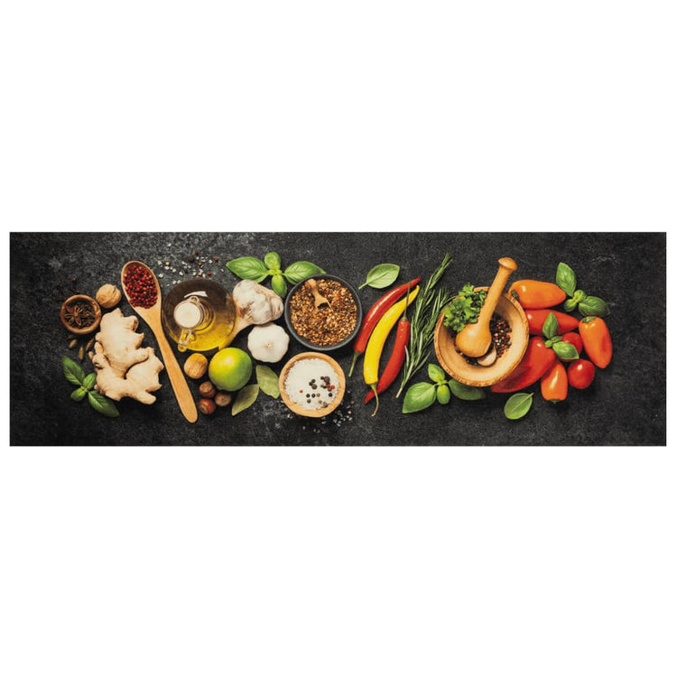 Vidaxx tapis de cuisine lavable imprimé à base de plantes 60x180 cm velours