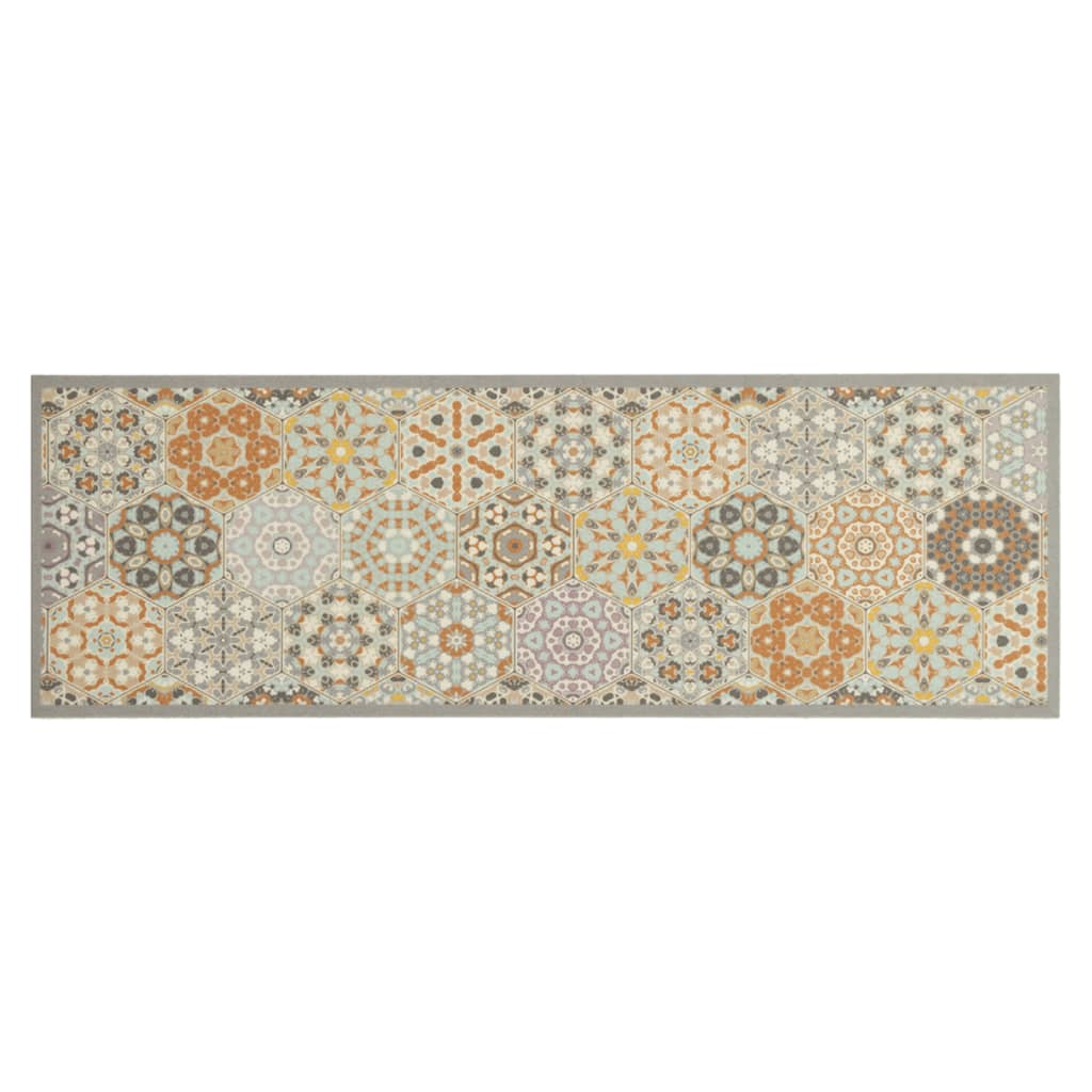 Vidaxl Cuisine tapis lavable hexagon pastel imprimé 60x180 cm velours