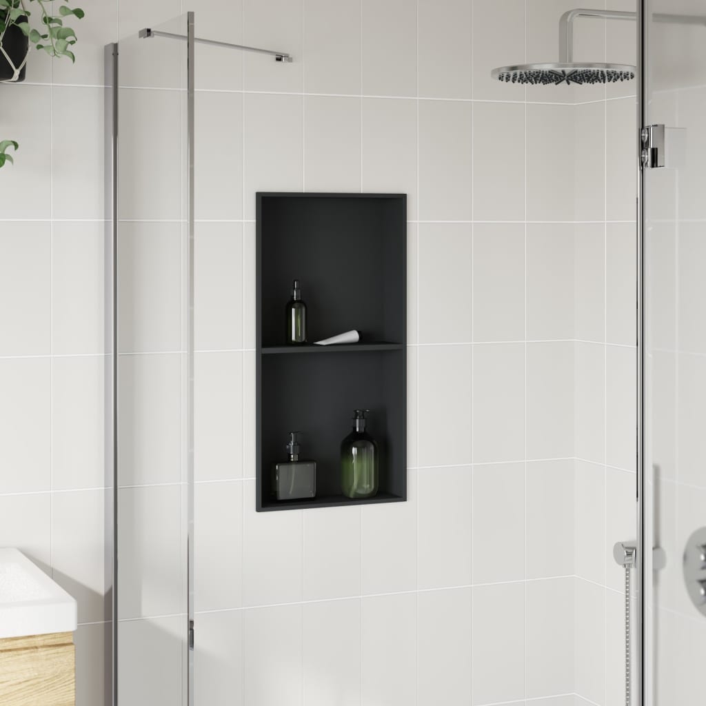 Douche Vidaxl 32x62x9 cm en acier inoxydable noir
