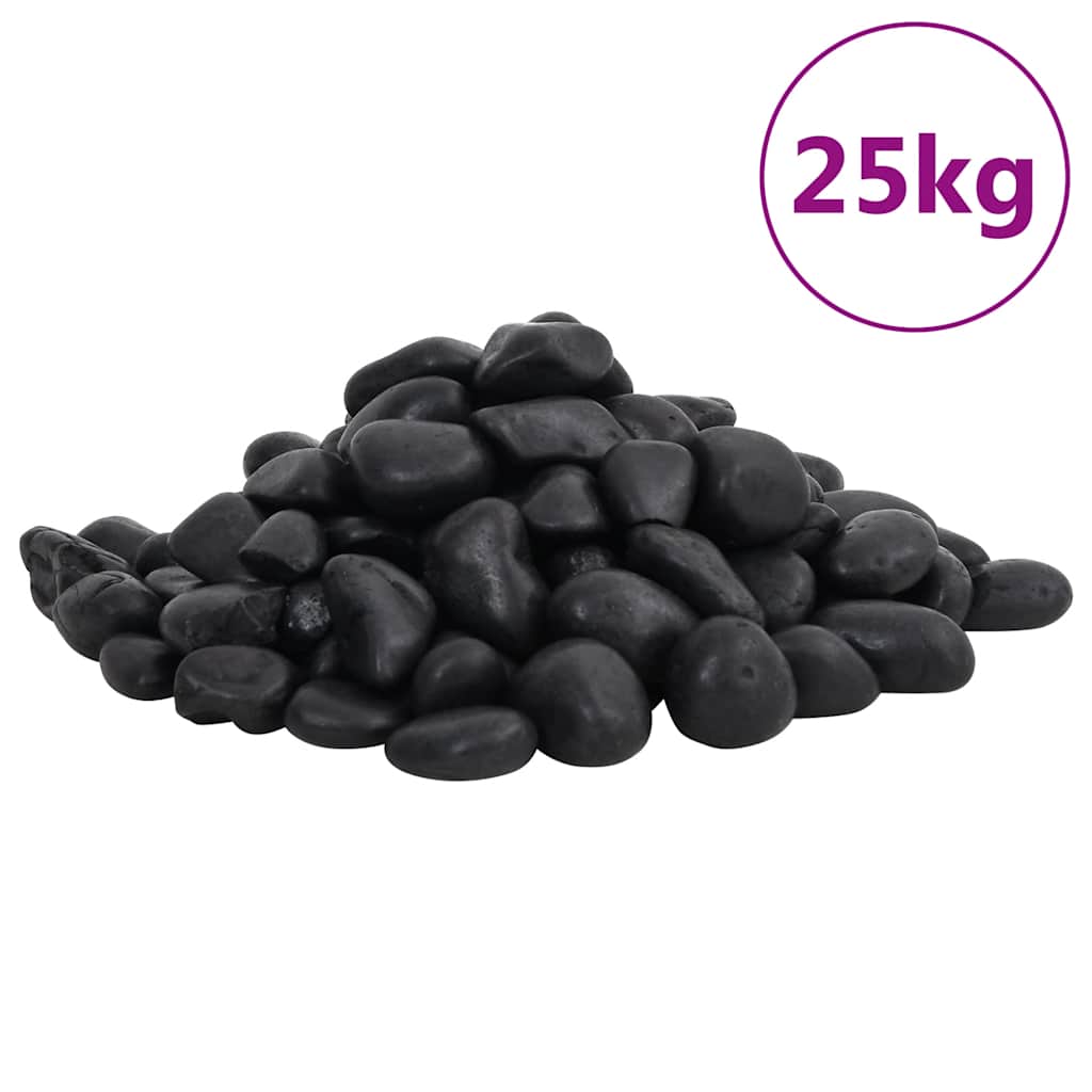 Vidaxl galets polis 2-5 cm 25 kg noir