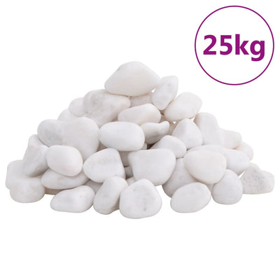 Vidaxl galets polis 2-5 cm 25 kg blanc