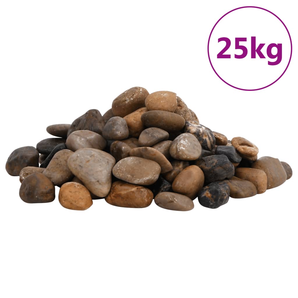 Vidaxl galets polis 2-5 cm 25 kg multicolores