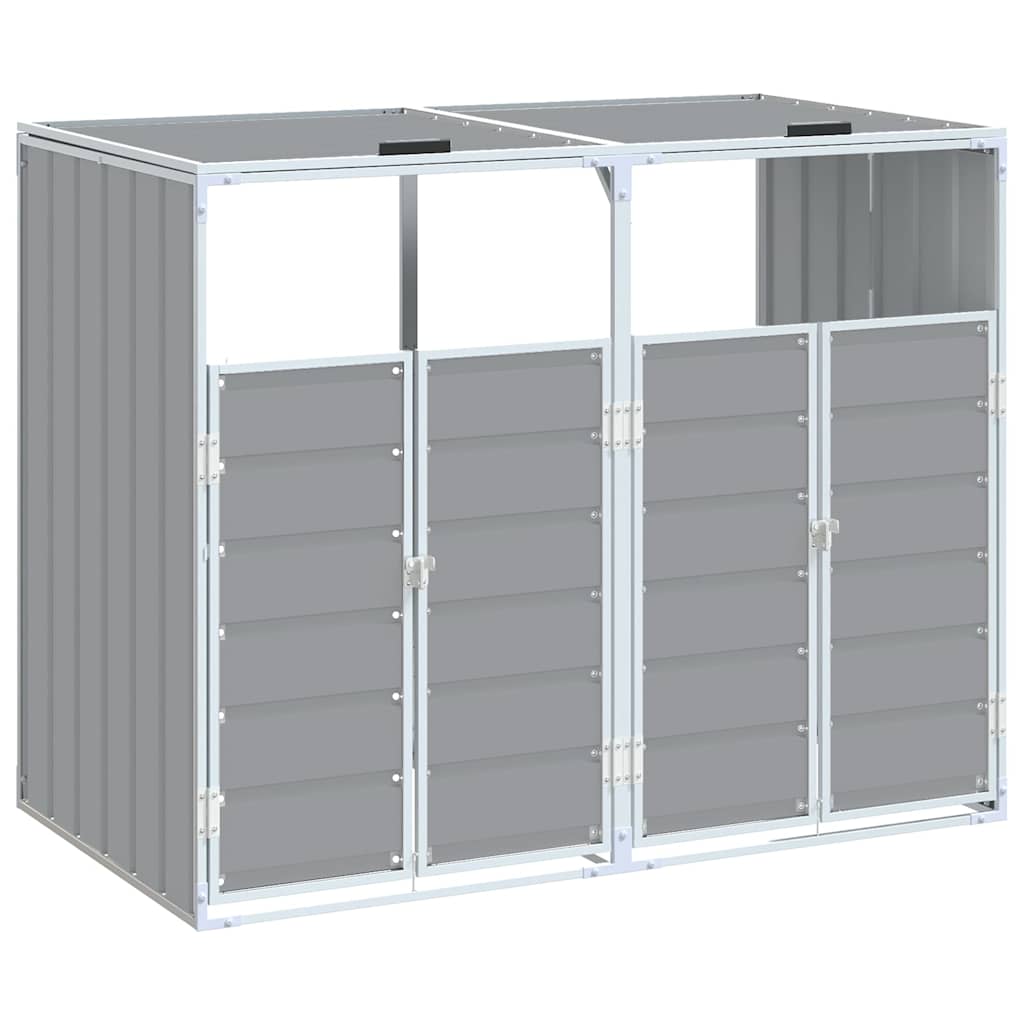 Stockage de conteneurs Vidaxl pour 2 conteneurs 144x81x113 cm Gray en acier