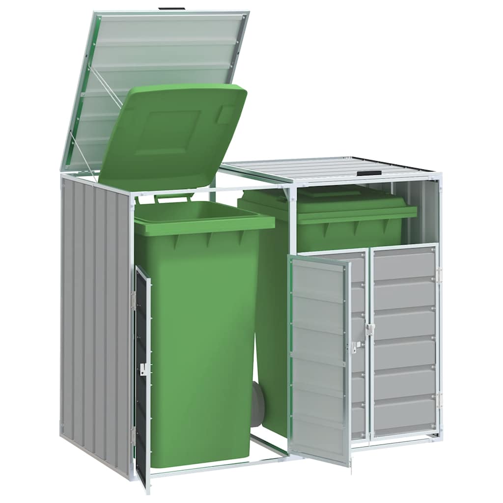 Stockage de conteneurs Vidaxl pour 2 conteneurs 144x81x113 cm Gray en acier