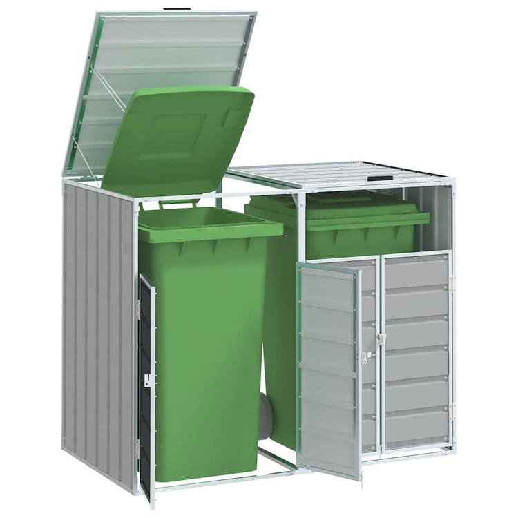 Stockage de conteneurs Vidaxl pour 2 conteneurs 144x81x113 cm Gray en acier