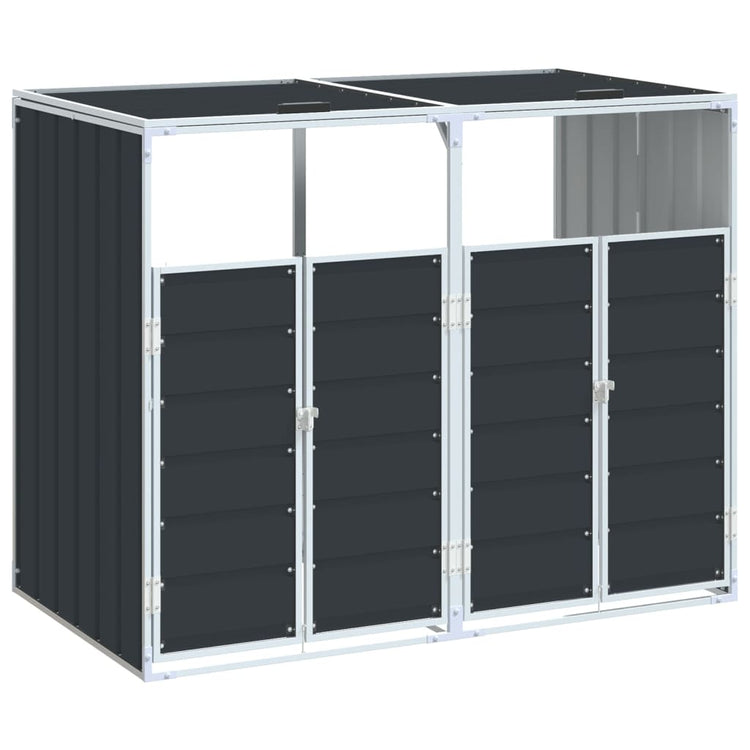 Stockage de conteneurs vidaxl pour 2 conteneurs 144x81x113cm anthracite en acier