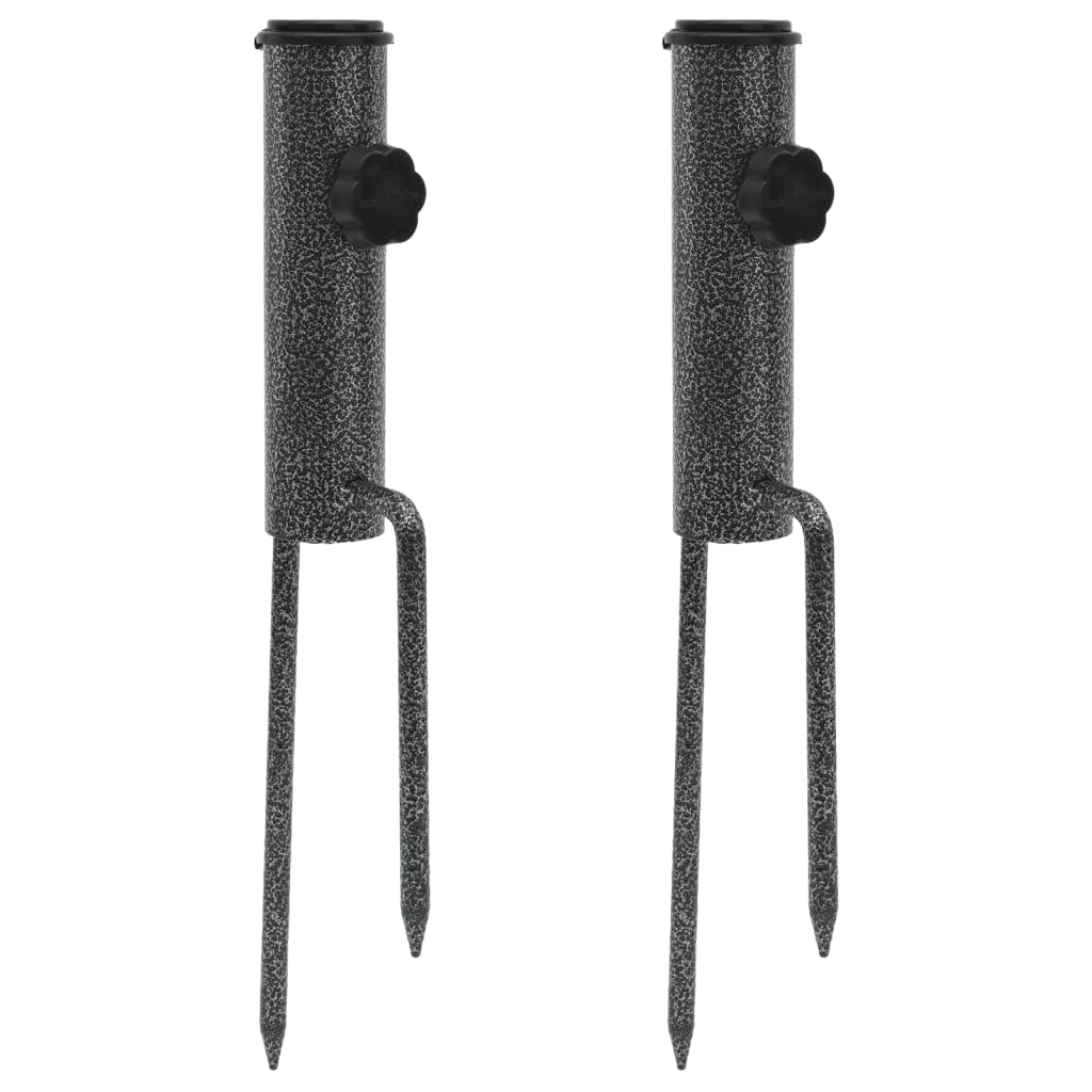 Supports de parasol vidaxl avec stylos 2 pcs 9x35 cm en acier galvanisé