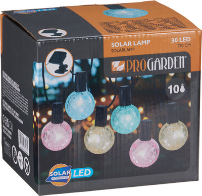 Lumières de fête solaires colorées Pro Garden, 10 lampes en forme de cristal, guirlande lumineuse de 2,7 mètres à énergie solaire