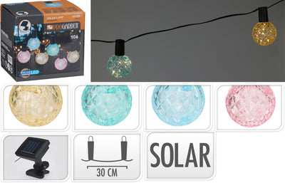 Lumières de fête solaires colorées Pro Garden, 10 lampes en forme de cristal, guirlande lumineuse de 2,7 mètres à énergie solaire