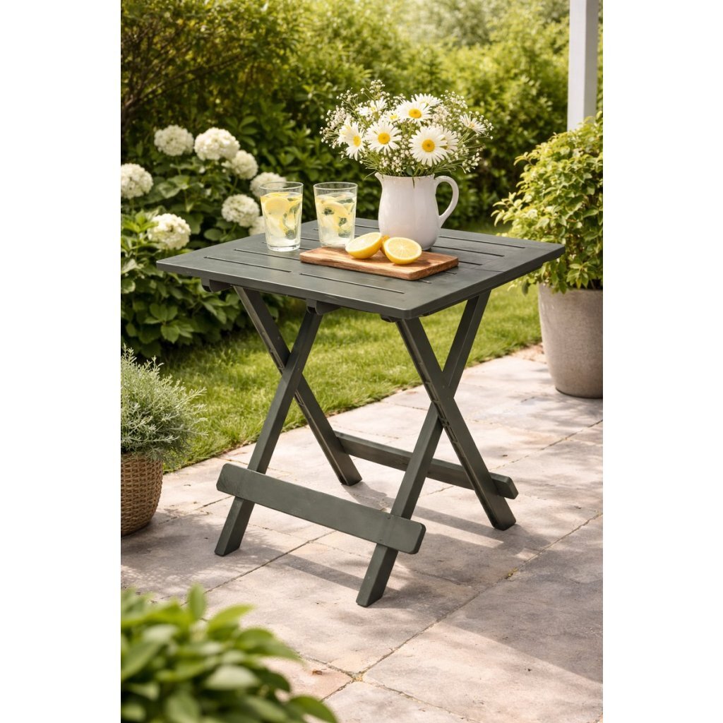 Table de camping de jardin Pro 50x43x43 plastique vert sauge