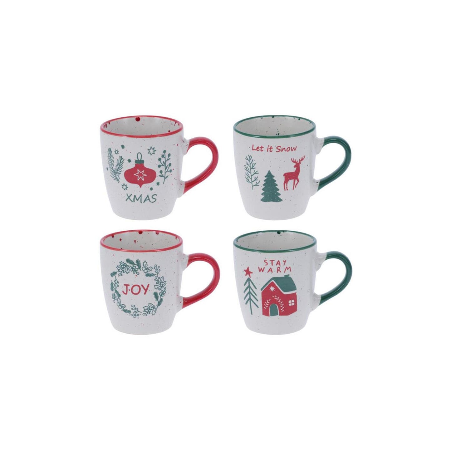 Home styling Tasses de Noël en faïence lot de 4 200ml