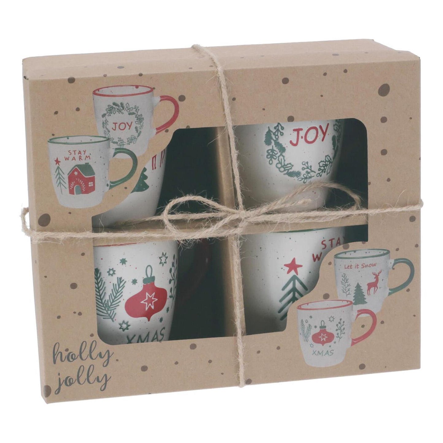 Home styling Tasses de Noël en faïence lot de 4 200ml
