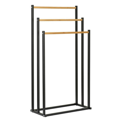 Solutions de salle de bain porte-serviettes 45x23x85 cm métal bambou noir