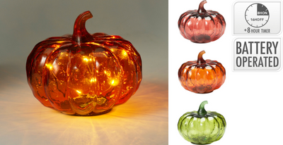 Citrouille déco avec LED 13cm