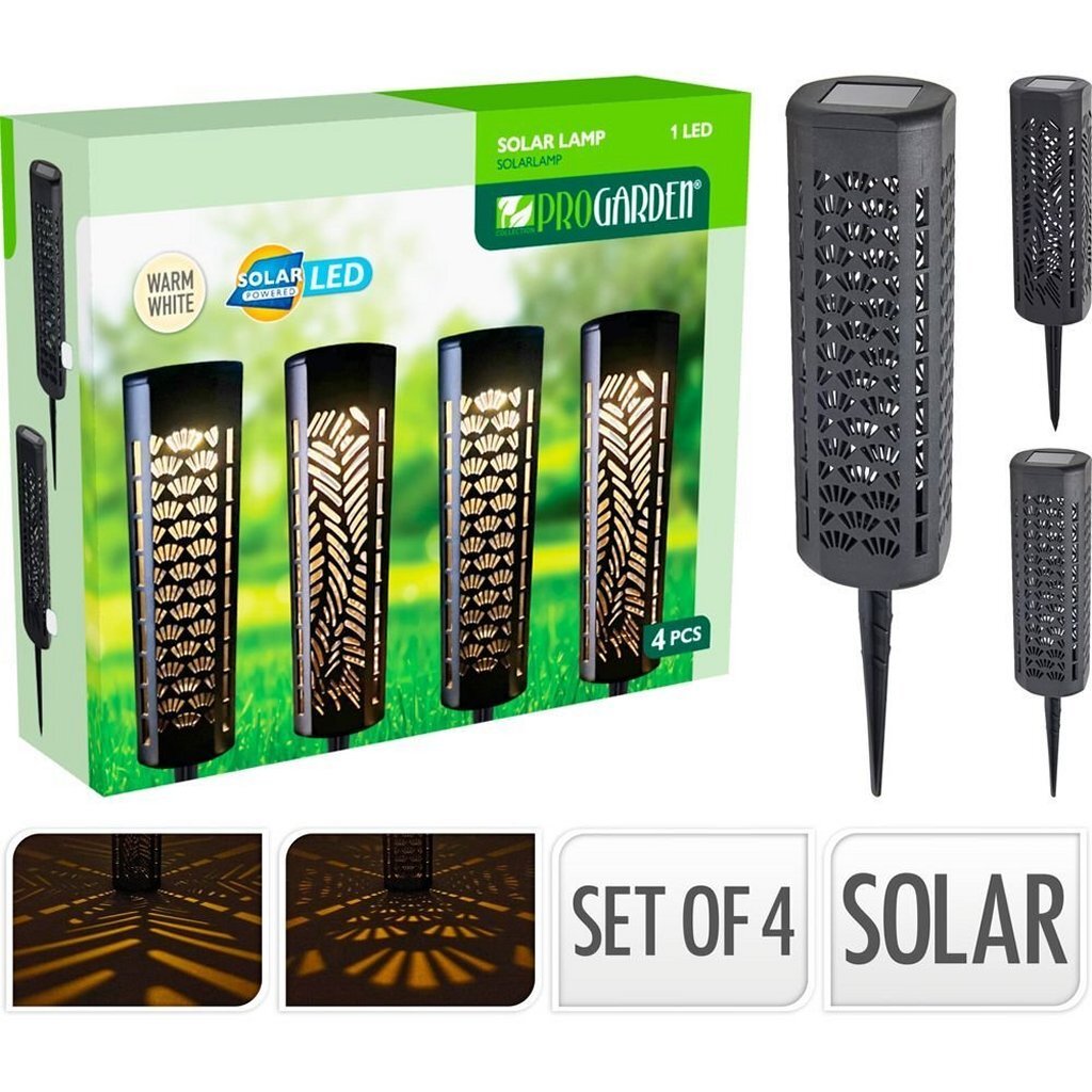 Lampes de jardin design solaires Pro garden 4 pièces noires