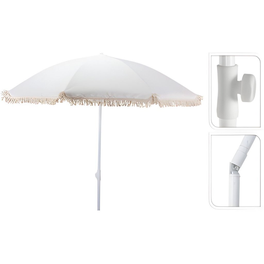 Autres marques parasol de plage pro Aruba avec franges 180 cm écru