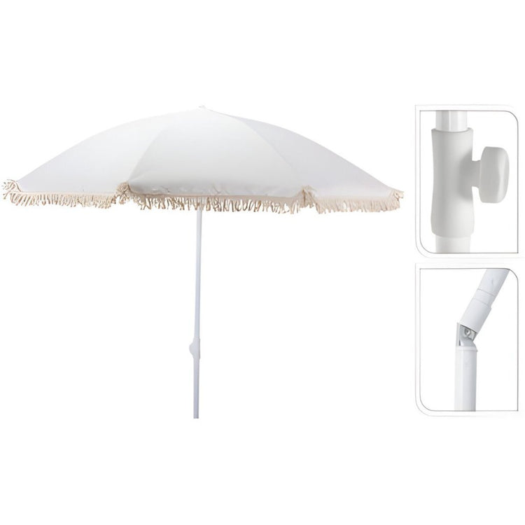 Autres marques parasol de plage pro Aruba avec franges 180 cm écru