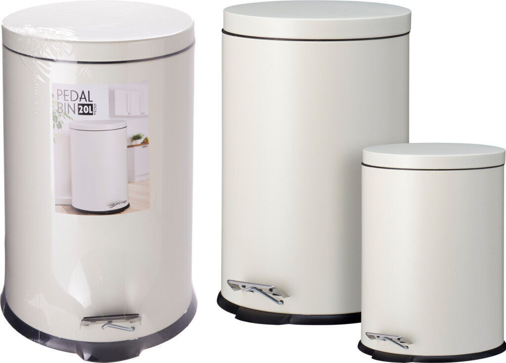 Excellent ensemble de poubelles à pédale pour articles ménagers, 20l, 5l, crème