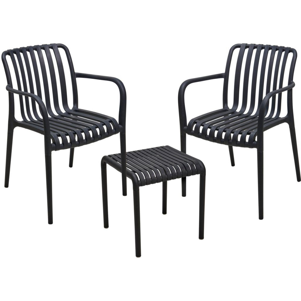 Autres marques Ensemble de jardin 3 pièces noir