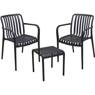 Autres marques Ensemble de jardin 3 pièces noir