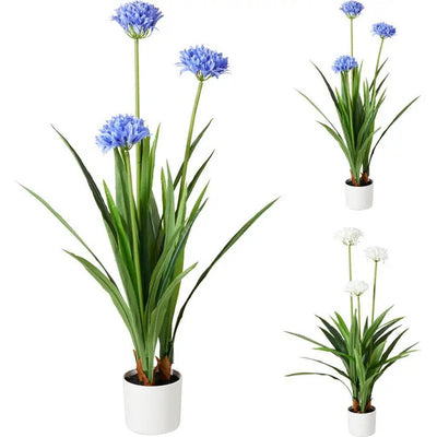 Autres marques plante artificielle agapanthe 70x120 cm bleu blanc