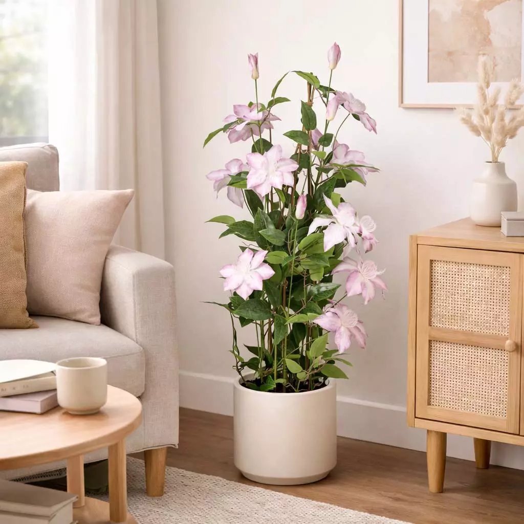 Autres marques plante artificielle clématite 98x35 cm vert rose
