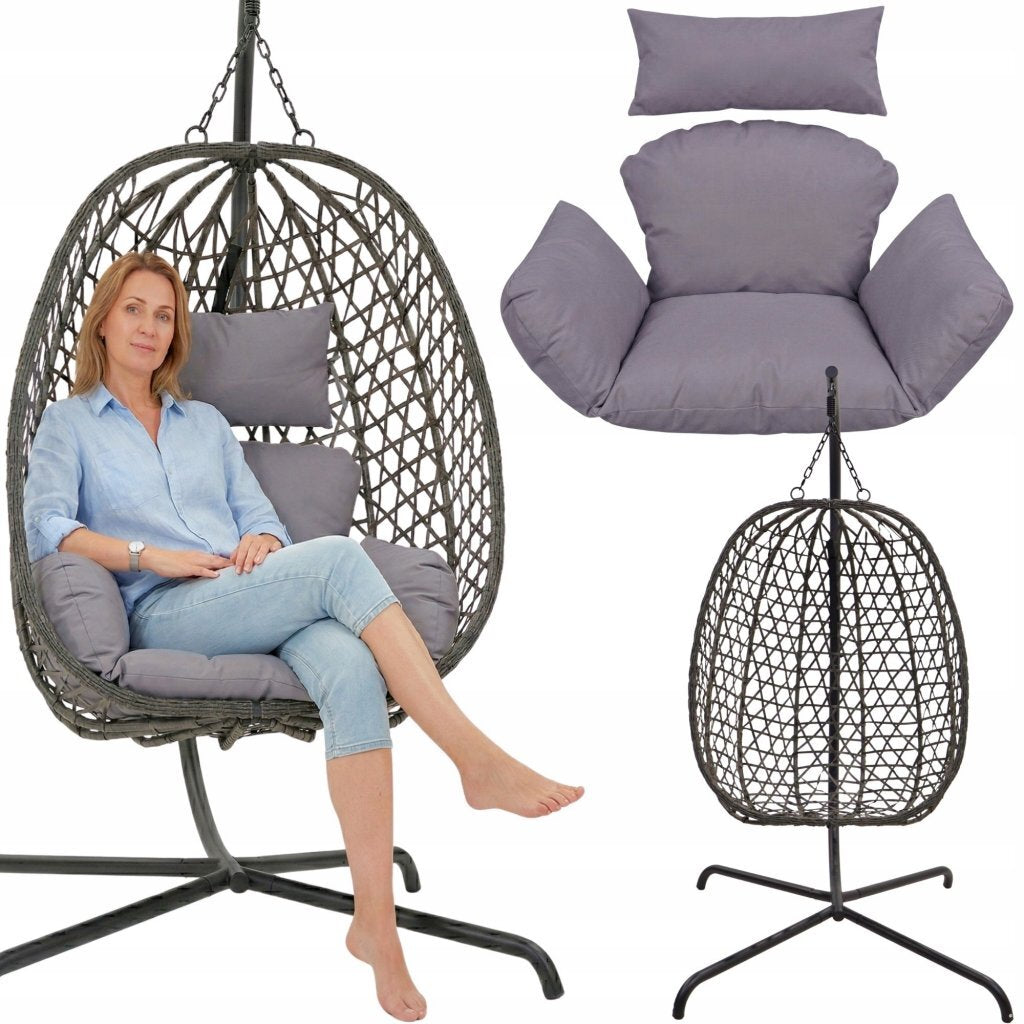 Autres marques fauteuil suspendu en rotin cocon 195 cm gris foncé