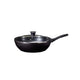 Excellente poêle wok avec couvercle en verre 28 cm noir