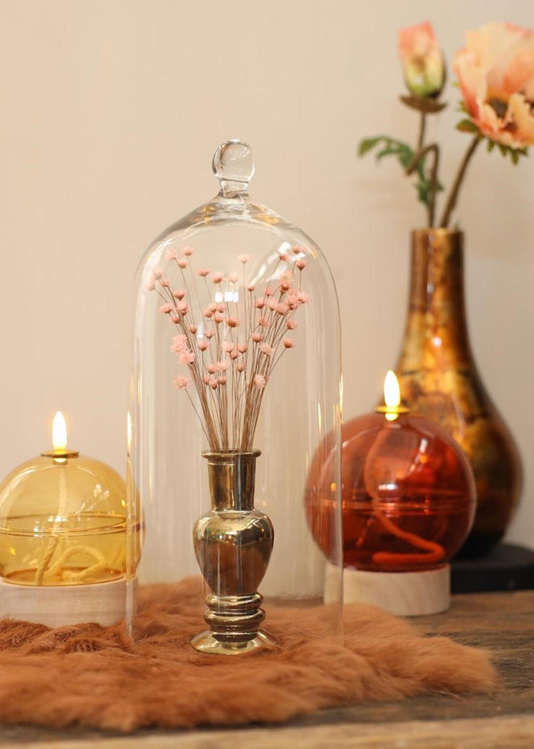 Idées pour les saisons grande cloche en verre avec bouton ø13xh30cm
