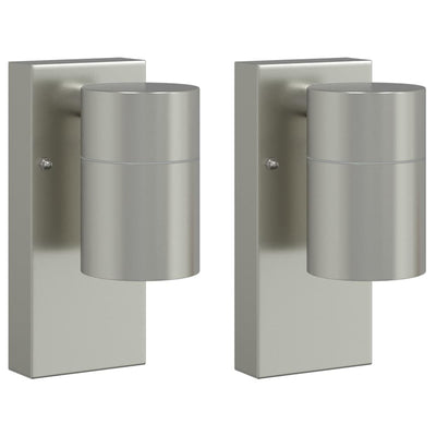 Vidaxxl applique d'extérieur 2 pcs argent 6,5 x 10,5 x 16 cm acier inoxydable et verre