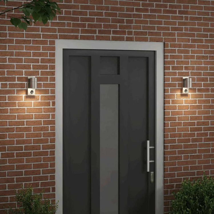Vidaxxl applique d'extérieur 2 pcs argent 6,5 x 10,5 x 16 cm acier inoxydable et verre