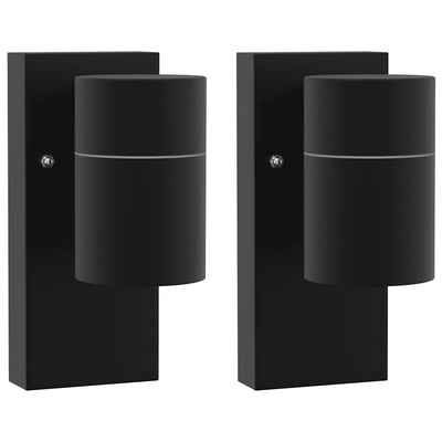 Vidaxx applique d'extérieur 2 pcs noir 6,5 x 10,5 x 16 cm acier inoxydable et verre