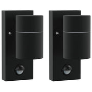 Vidaxx applique d'extérieur 2 pcs noir 6,5 x 10,5 x 16 cm acier inoxydable et verre - afbeelding 2